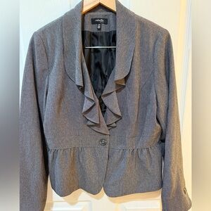 Rafaella Gray Blazer Tailored Fit Professional Ruffled bottom